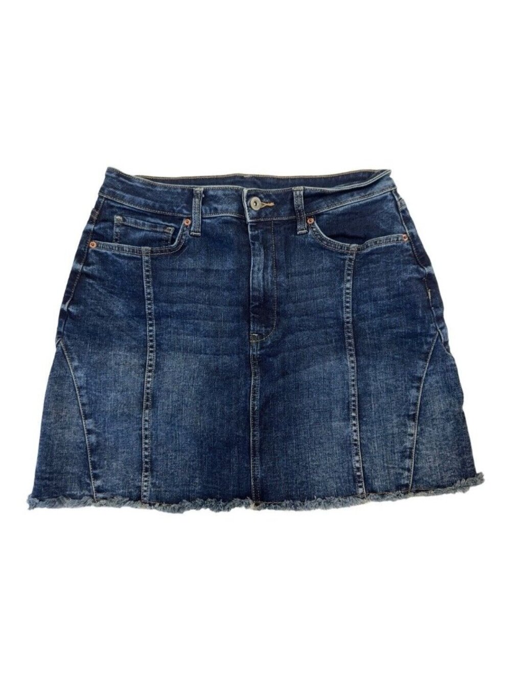 Arizona Jean Co Women Denim Skirt Frayed Hem Dark Wash Juniors SZ 11